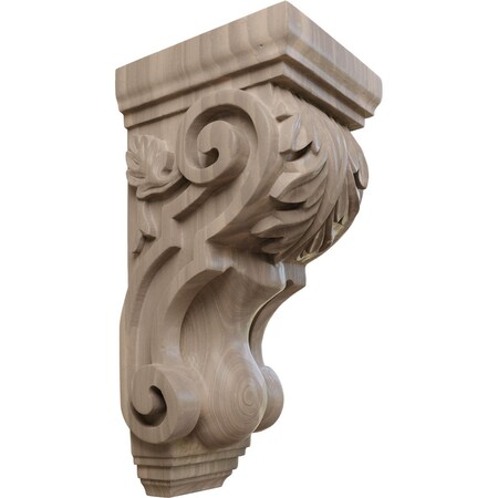 Ekena Millwork 4 1/2"W x 5"D x 10"H Medium Traditional Acanthus Corbel, Walnut CORW04X05X10TAWA